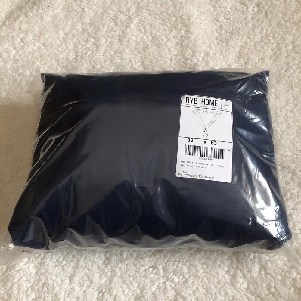 RYB HOME Self Adhesive Blackout Living Room Bedroom 2 Panels Curtains 32” X 63”